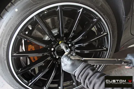 벤츠 GT43 AMG 블랙실버 유광 투톤 휠도색 + 카본 세라믹 골드 캘리퍼 도색 / 용인 처인구