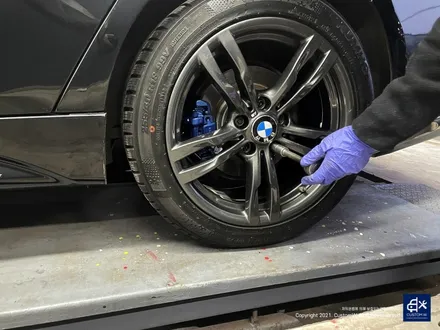 BMW 320d 휠수리 후 건메탈 휠도색 + 블루 캘리퍼 도색 / 용인 처인구