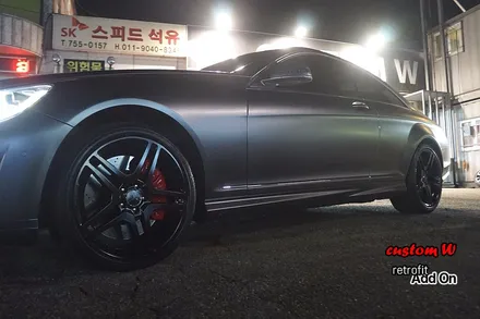 벤츠 CL63 AMG 독특한 디자인의 캘리퍼 레드 캘리퍼도색+ 반무광 블랙 휠도색. / 용인 처인구