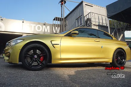 BMW M4 437M휠 상처수리 후 블랙유광 휠도색 + 레드 캘리퍼도색. / 용인 처인구