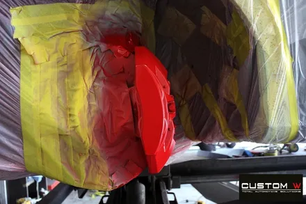 벤츠 E53 AMG 블랙 실버 투톤 유광 휠도색 + 레드 캘리퍼 도색 / 용인 처인구