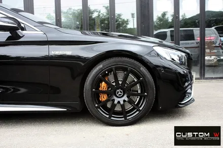 벤츠 S63 AMG 쿠페 무광 블랙 휠도색 + 카본 세라믹 골드 캘리퍼 도색 / 용인 처인구