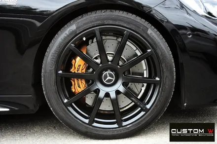 벤츠 S63 AMG 쿠페 무광 블랙 휠도색 + 카본 세라믹 골드 캘리퍼 도색 / 용인 처인구