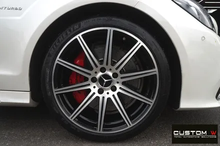 잘 못된 휠수리 도색 이력이 있는 벤츠 CLS63AMG 약품 박리 후, 재작업 다이아몬드 컷팅 블랙 폴리시 휠로 커스터 마이징, 레드 캘리퍼 도색 작업 까지.! / 용인 처인구