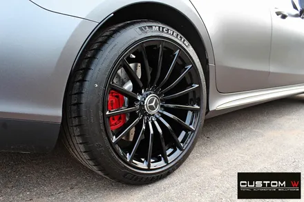벤츠 GT43 AMG 블랙유광 휠도색 + 레드 캘리퍼 도색 / 용인 처인구