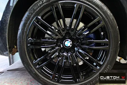 BMW 530d 664M 기존 잘못된 수리 도색 이력 약품 박리 후 블랙유광 휠도색 / 용인 처인구