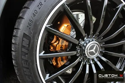 벤츠 GT43 AMG 블랙 실버 투톤 유광 휠도색 + 카본 세라믹 골드 캘리퍼 도색 / 용인 처인구