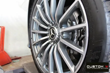 벤츠 GT43 AMG 무광 블랙실버 투톤 휠 + 골드 캘리퍼 도색 / 용인 처인구