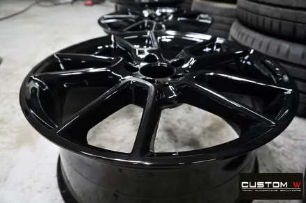 벤츠 C43 AMG 굴절 수리 후 블랙유광 휠도색 + 레드 캘리퍼 도색 / 용인 처인구
