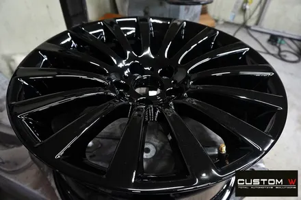 기존 작업했던 BMW 740Li 휠 상처 수리 후 블랙유광 휠도색 / 용인 처인구