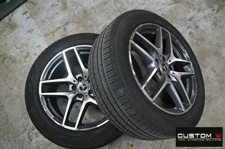 벤츠 GLC220d 쿠페 19인치 휠 상처 수리 후 블랙유광 휠도색 + 카본 세라믹 골드 캘리퍼 도색 / 용인 처인구