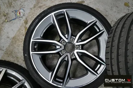 벤츠 E53 AMG 블랙 실버 투톤 유광 휠도색 + 레드 캘리퍼 도색 / 용인 처인구