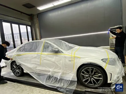 벤츠 C43 AMG 블랙 실버 투톤 유광 휠도색 + 레드 캘리퍼 도색 / 용인 처인구