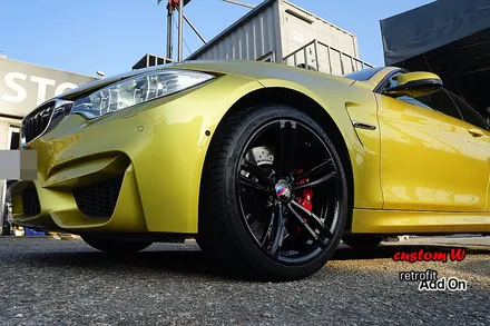 BMW M4 437M휠 상처수리 후 블랙유광 휠도색 + 레드 캘리퍼도색. / 용인 처인구