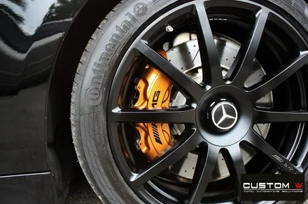 벤츠 S63 AMG 쿠페 무광 블랙 휠도색 + 카본 세라믹 골드 캘리퍼 도색 / 용인 처인구