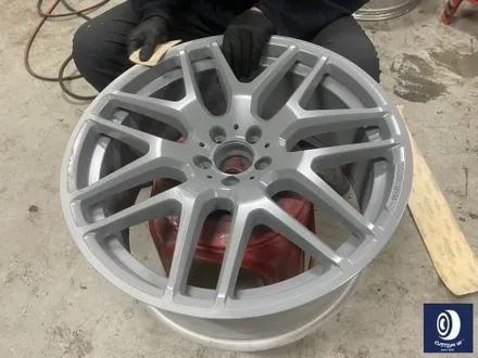 벤츠 GLE63 AMG 휠 도색 불량 재작업 약품 박리 제거 후, 사틴 블랙 + 실버 투톤 휠도색 + 레드 캘리퍼 도색 / 용인 처인구