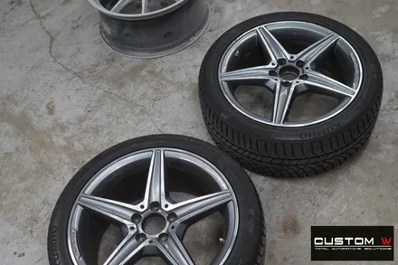 벤츠 C200 AMG 라인 다이아몬드 컷팅 휠 상처 수리 후, 휠 복원 그리고 레드 캘리퍼 도색 작업까지.! / 용인 처인구