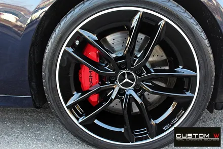 벤츠 E53 AMG 블랙실버 유광투톤 휠도색 + 레드 캘리퍼 도색 / 용인 처인구