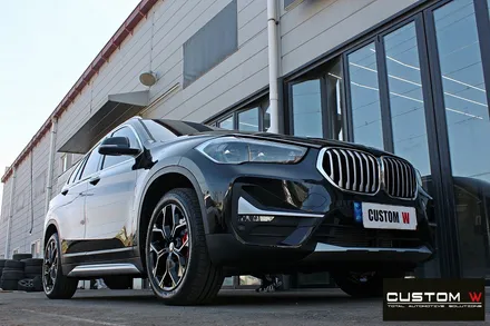 BMW X1 블랙유광 휠도색 + 레드 캘리퍼 도색 / 용인 처인구