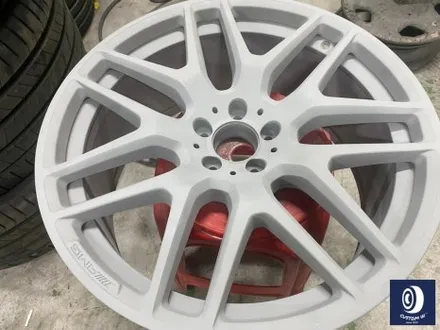 벤츠 GLE63 AMG 휠 도색 불량 재작업 약품 박리 제거 후, 사틴 블랙 + 실버 투톤 휠도색 + 레드 캘리퍼 도색 / 용인 처인구
