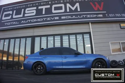 BMW 320D M팩 블랙유광 휠도색,블루 캘리퍼도색. / 용인 처인구