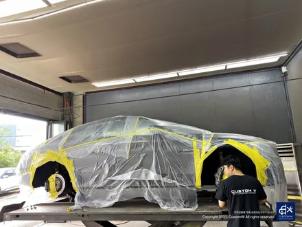 벤츠 C63 AMG 쿠페 휠수리 후 무광블랙 휠도색 + 레드 캘리퍼 도색 / 용인 처인구