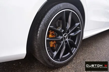 벤츠 C43 AMG 무광 블랙 실버 투톤 휠 + 골드 캘리퍼 도색 / 용인 처인구