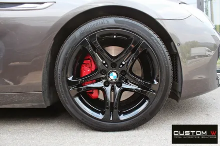 BMW 640d 휠 수리 후 블랙유광 휠 도색 + 레드 캘리퍼 도색 / 용인 처인구