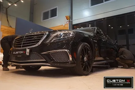 벤츠 S63 AMG 스포티한 블랙유광 휠도색, 레드 캘리퍼도색. 에어발란스,이오나이저. / 용인 처인구