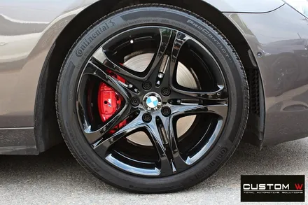BMW 640d 휠 수리 후 블랙유광 휠 도색 + 레드 캘리퍼 도색 / 용인 처인구