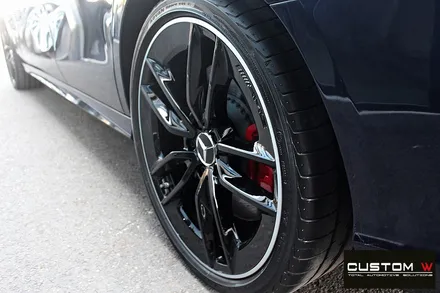 벤츠 E53 AMG 블랙실버 유광투톤 휠도색 + 레드 캘리퍼 도색 / 용인 처인구