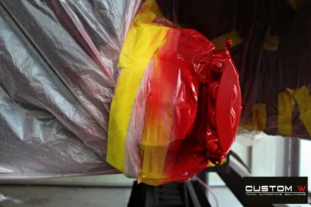 포르쉐 파나메라 휠 상처 수리 후 블랙유광 휠도색 + 레드 캘리퍼 도색 / 용인 처인구