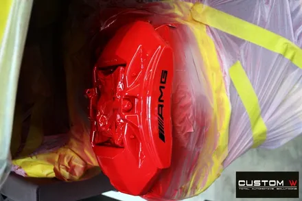 벤츠 E53 AMG 블랙 실버 투톤 유광 휠도색 + 레드 캘리퍼 도색 / 용인 처인구