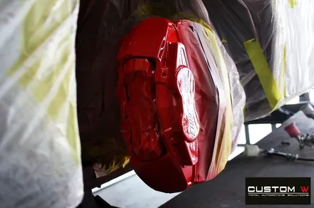 벤츠 A45 AMG 블랙 실버 투톤 무광 휠도색 + 레드 캘리퍼 도색 / 용인 처인구