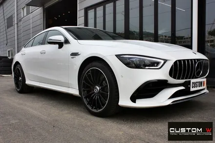 벤츠 GT43 AMG 블랙 실버 투톤 유광 휠도색 + 카본 세라믹 골드 캘리퍼 도색 / 용인 처인구