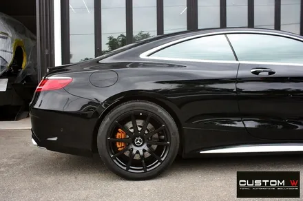 벤츠 S63 AMG 쿠페 무광 블랙 휠도색 + 카본 세라믹 골드 캘리퍼 도색 / 용인 처인구