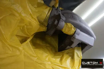잘 못된 휠수리 도색 이력이 있는 벤츠 A45 AMG 약품 박리 후,  블랙 실버 투톤 휠도색 재작업, 레드 AMG 캘리퍼 도색 작업까지. / 용인 처인구
