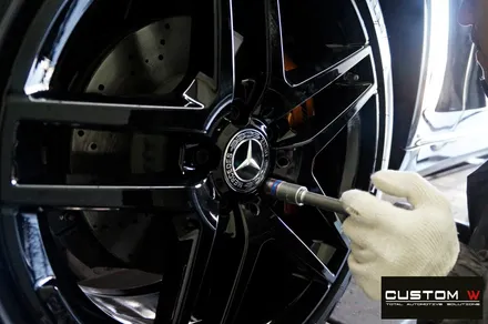 벤츠 S350D 블랙유광 휠도색 + 골드 캘리퍼 도색 / 용인 처인구