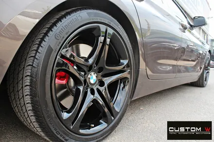 BMW 640d 휠 수리 후 블랙유광 휠 도색 + 레드 캘리퍼 도색 / 용인 처인구