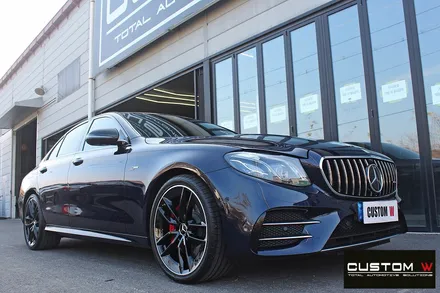 벤츠 E53 AMG 블랙실버 유광투톤 휠도색 + 레드 캘리퍼 도색 / 용인 처인구
