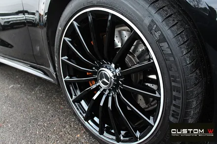 벤츠 GT43 AMG 블랙실버 유광 투톤 휠도색 + 카본 세라믹 골드 캘리퍼 도색 / 용인 처인구