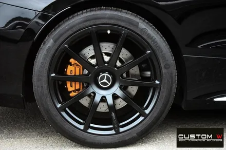 벤츠 S63 AMG 쿠페 무광 블랙 휠도색 + 카본 세라믹 골드 캘리퍼 도색 / 용인 처인구