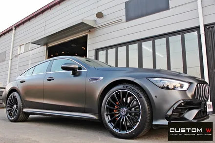 벤츠 GT43 AMG 무광 블랙실버 투톤 휠 + 골드 캘리퍼 도색 / 용인 처인구
