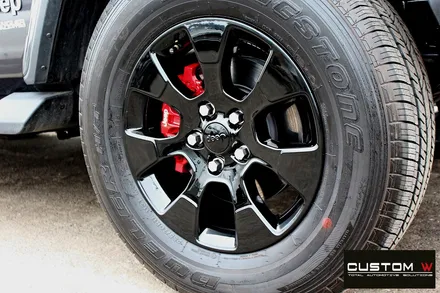 지프 랭글러 오버랜드 블랙유광 휠도색 + 레드 캘리퍼 도색 / 용인 처인구