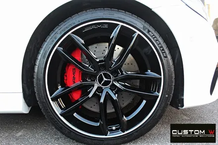 벤츠 E53 AMG  블랙 실버 유광 투톤 휠도색 + 레드 캘리퍼 도색 / 용인 처인구