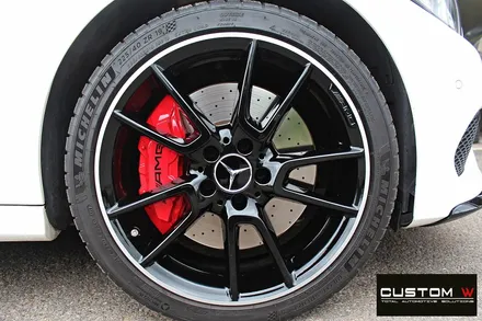 벤츠 C43 AMG 블랙실버유광투톤 휠도색 + 레드 캘리퍼 도색 / 용인 처인구