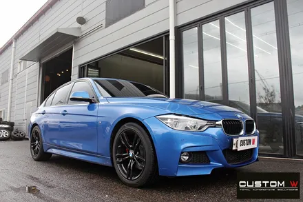BMW 320i 휠 상처 수리 후 블랙유광 휠도색 + 레드 캘리퍼 도색 / 용인 처인구