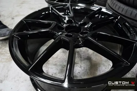 벤츠 C43 AMG 굴절 수리 후 블랙유광 휠도색 + 레드 캘리퍼 도색 / 용인 처인구