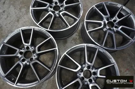 벤츠 C43 AMG 블랙실버유광투톤 휠도색 + 레드 캘리퍼 도색 / 용인 처인구