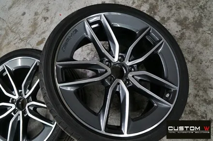 벤츠 E53 AMG 블랙 실버 투톤 유광 휠도색 + 레드 캘리퍼 도색 / 용인 처인구